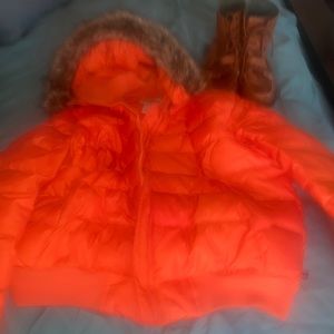 Vintage Y2K Polo Ralph Lauren orange puff coat with removal good size xl